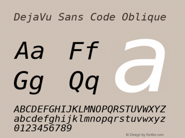 DejaVu Sans Code Oblique Version 1.2 Font Sample