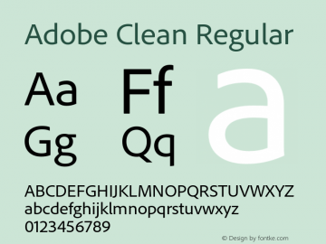 Adobe Clean Regular Version 5.215;PS 2.000;hotconv 1.0.73;makeotf.lib2.5.5900 Font Sample