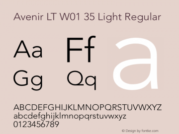 Avenir LT W01 35 Light Regular Version 1.03图片样张