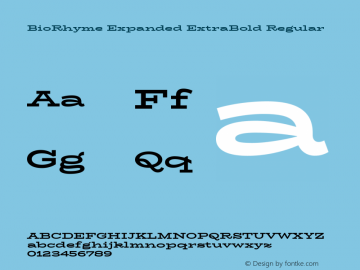 BioRhyme Expanded ExtraBold Regular Version 1.000 Font Sample