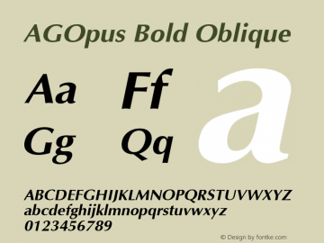 AGOpus Bold Oblique 1.0 Sun Sep 06 18:59:03 1992 Font Sample