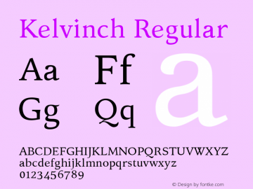 Kelvinch Regular Version 3.207 May 9, 2016图片样张