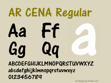 AR CENA Regular Version 2.00 Font Sample