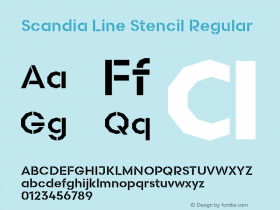 Scandia Line Stencil Regular Version 2.000;PS 1.0;hotconv 1.0.79;makeotf.lib2.5.61930图片样张