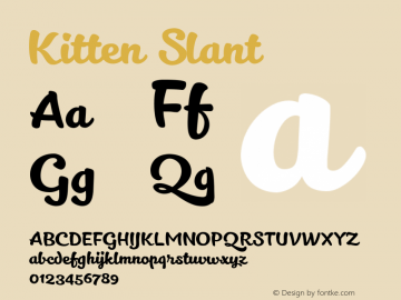 Kitten Slant ☞ Version 1.000;com.myfonts.easy.zetafonts.kitten.slant.wfkit2.version.4EWt图片样张