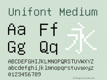Unifont Medium Version 9.0.04 Font Sample