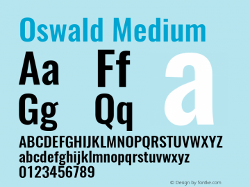 Oswald Medium 3.0; ttfautohint (v0.95) -l 8 -r 50 -G 200 -x 0 -w 