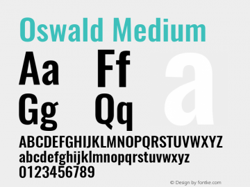 Oswald Medium 3.0; ttfautohint (v0.95) -l 8 -r 50 -G 200 -x 0 -w 