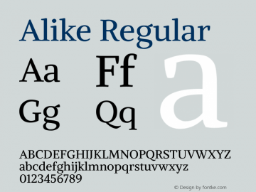 Alike Regular Version 1.000 Font Sample