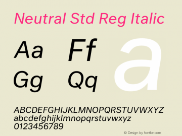 Neutral Std Reg Italic Version 2.0; 2014 Font Sample
