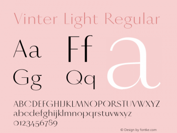 Vinter Light Regular Version 1.000;PS 2.001;hotconv 1.0.86;makeotf.lib2.5.63406图片样张