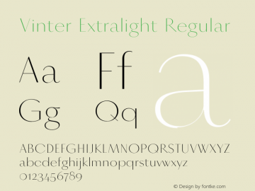 Vinter Extralight Regular Version 1.000;PS 2.001;hotconv 1.0.86;makeotf.lib2.5.63406图片样张