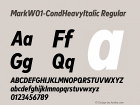 MarkW01-CondHeavyItalic Regular Version 7.504图片样张