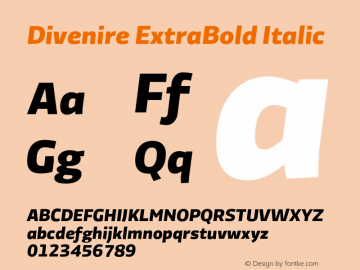 Divenire ExtraBold Italic Version 5.008;PS 5.2;hotconv 1.0.86;makeotf.lib2.5.63406图片样张
