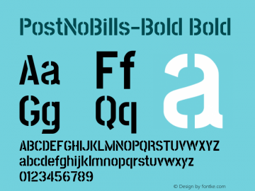 PostNoBills-Bold Bold Version 1.210;PS (version unavailable);hotconv 1.0.86;makeotf.lib2.5.63406图片样张