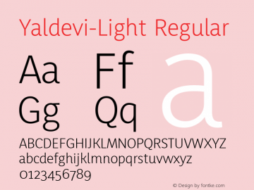 Yaldevi-Light Regular Version 1.010;PS (version unavailable);hotconv 1.0.86;makeotf.lib2.5.63406 Font Sample