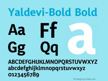 Yaldevi-Bold Bold Version 1.010;PS (version unavailable);hotconv 1.0.86;makeotf.lib2.5.63406 Font Sample