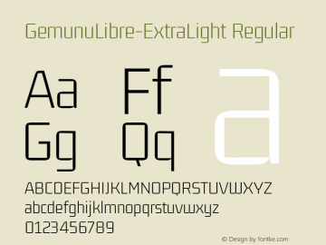 GemunuLibre-ExtraLight Regular Version 1.001;PS 1.0;hotconv 1.0.86;makeotf.lib2.5.63406图片样张