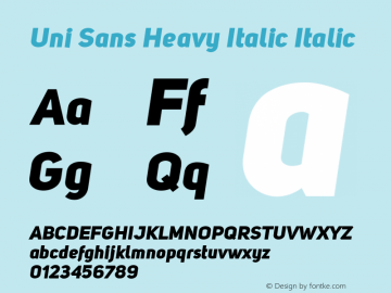 Uni Sans Heavy Italic Italic Version 001.001图片样张