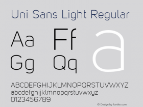 Uni Sans Light Regular Version 001.001 Font Sample