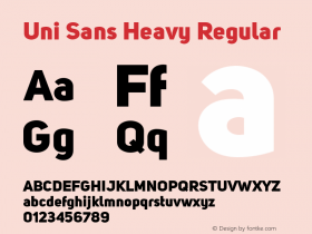 Uni Sans Heavy Regular Version 001.001 Font Sample