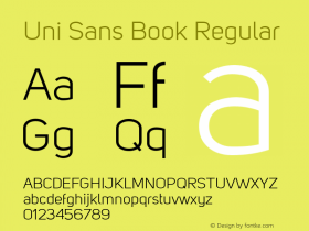 Uni Sans Book Regular Version 001.001 Font Sample