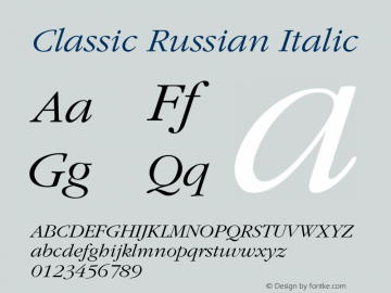 Classic Russian Italic 001.001 Font Sample