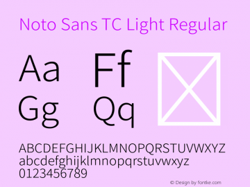 Noto Sans TC Light Regular Unknown Font Sample