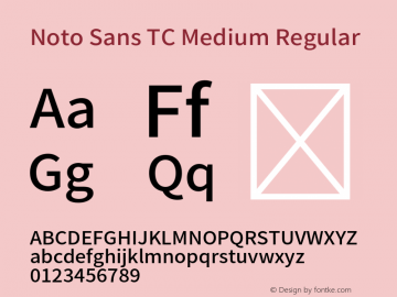 Noto Sans TC Medium Regular Unknown图片样张