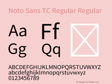 Noto Sans TC Regular Regular Unknown Font Sample