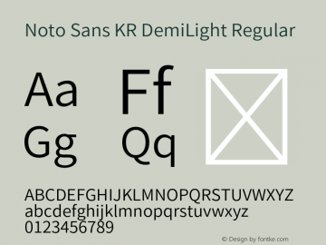 Noto Sans KR DemiLight Regular Unknown Font Sample