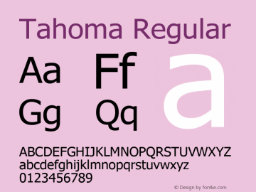 Tahoma Regular Version 5.20 October 31, 2016 Font Sample