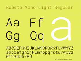 Roboto Mono Light Regular Version 2.000985; 2015; ttfautohint (v1.3)图片样张