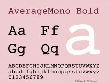 AverageMono Bold Version 1.000 2013 initial release; ttfautohint (v0.94) -l 8 -r 50 -G 0 -x 0 -w 