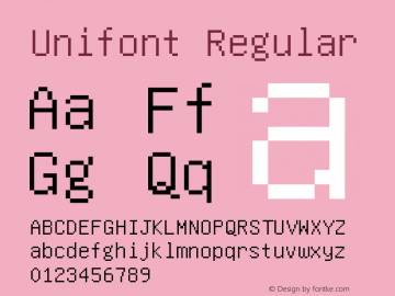 Unifont Regular Version 1.0 Font Sample