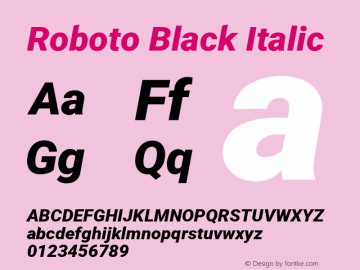 Roboto Black Italic Version 2.000980; 2014图片样张