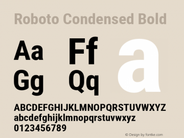 Roboto Condensed Bold Version 2.000980; 2014 Font Sample