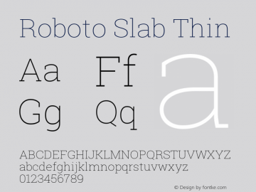 Roboto Slab Thin Version 1.100263; 2013; ttfautohint (v0.94.20-1c74) -l 8 -r 12 -G 200 -x 14 -w 