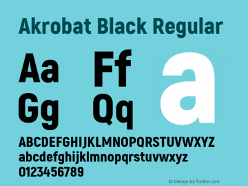 Akrobat Black Regular Version 1.000;PS 001.000;hotconv 1.0.88;makeotf.lib2.5.64775 Font Sample