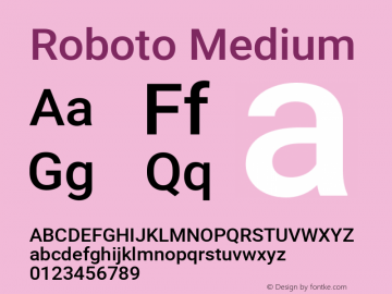 Roboto Medium Version 2.000980; 2014 Font Sample