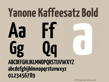 Yanone Kaffeesatz Bold Version 2.000;PS 002.000;hotconv 1.0.88;makeotf.lib2.5.64775 Font Sample
