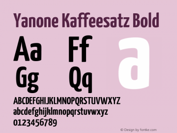 Yanone Kaffeesatz Bold Version 2.000 Font Sample