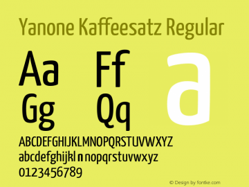 Yanone Kaffeesatz Regular Version 2.000 Font Sample