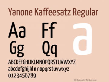 Yanone Kaffeesatz Regular Version 2.000;PS 002.000;hotconv 1.0.88;makeotf.lib2.5.64775 Font Sample