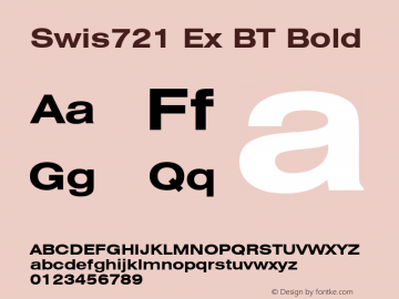 Swis721 Ex BT Bold Version 1.01 emb4-OT图片样张