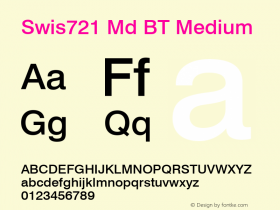 Swis721 Md BT Medium Version 1.01 emb4-OT图片样张