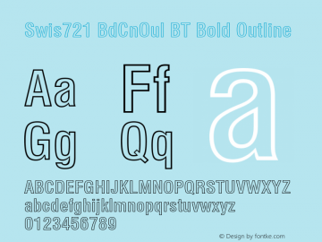 Swis721 BdCnOul BT Bold Outline Version 1.01 emb4-OT图片样张