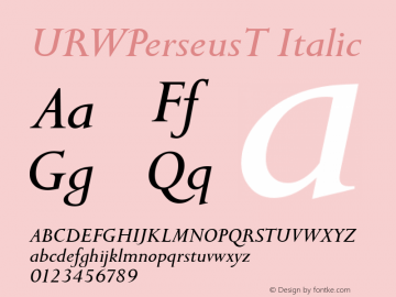 URWPerseusT Italic Version 001.005 Font Sample