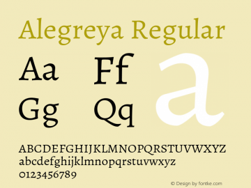 Alegreya Regular Version 1.003 Font Sample