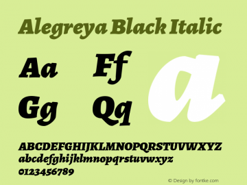 Alegreya Black Italic Version 1.003 Font Sample